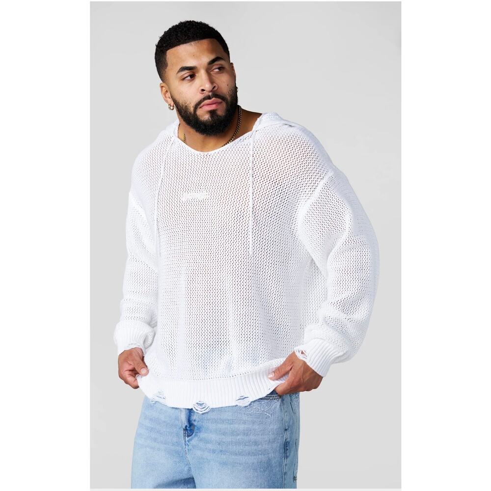 YoungLA LARGE NIB Rave Knit Hoodie White Large